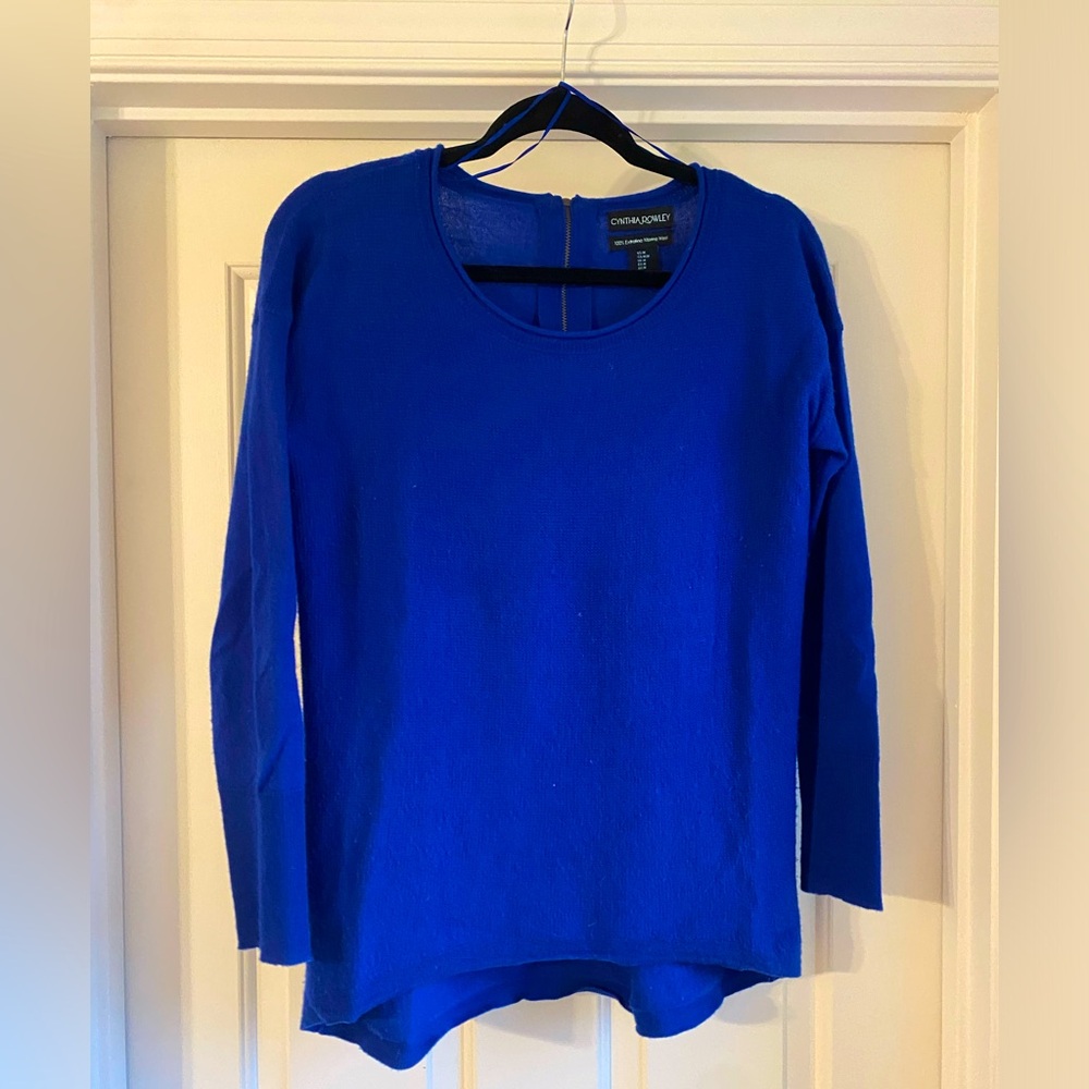 Cynthia Rowley 100% Extra Fine Merino Wool Sweater with Zip detail